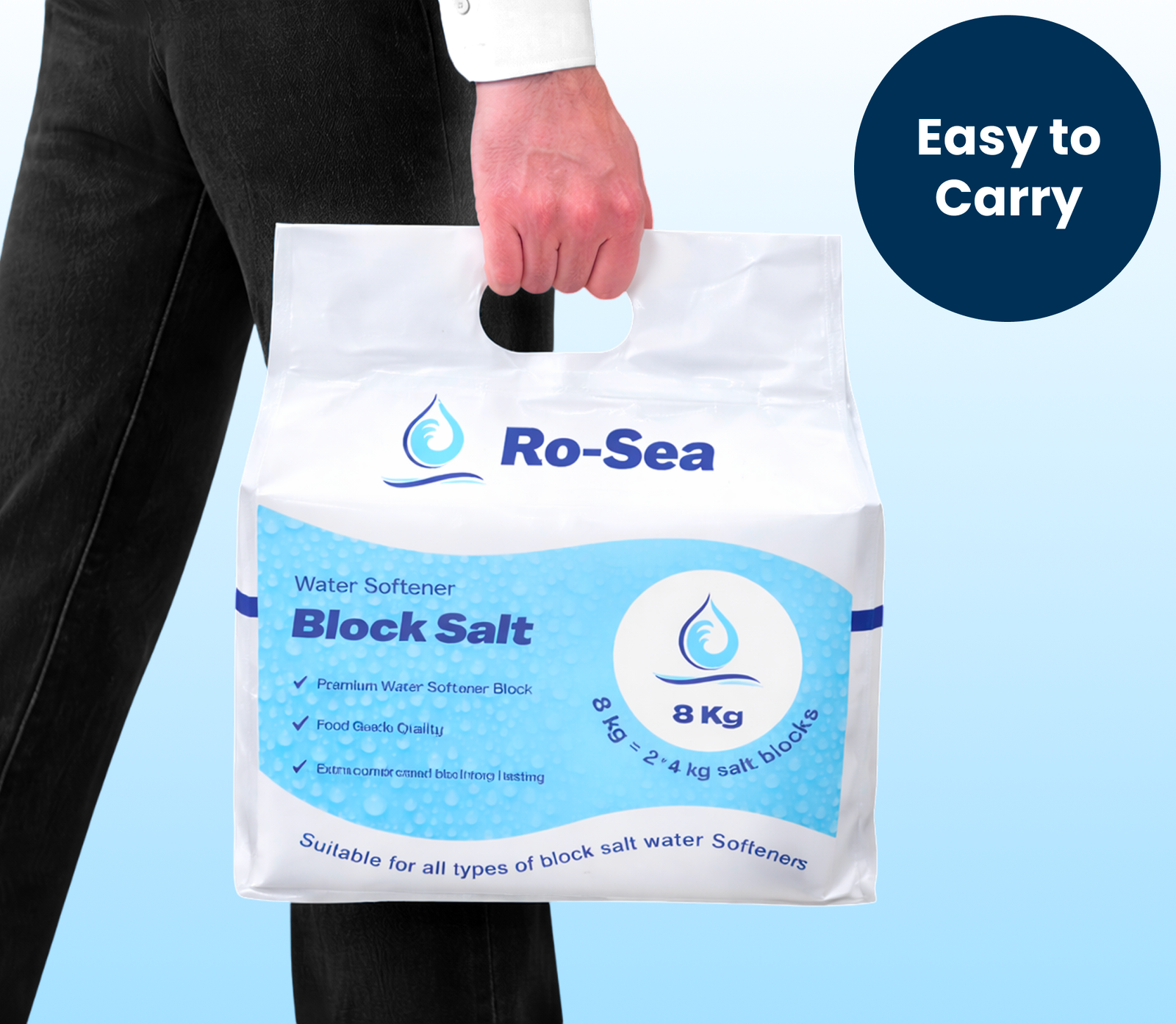 Person carrying block salt